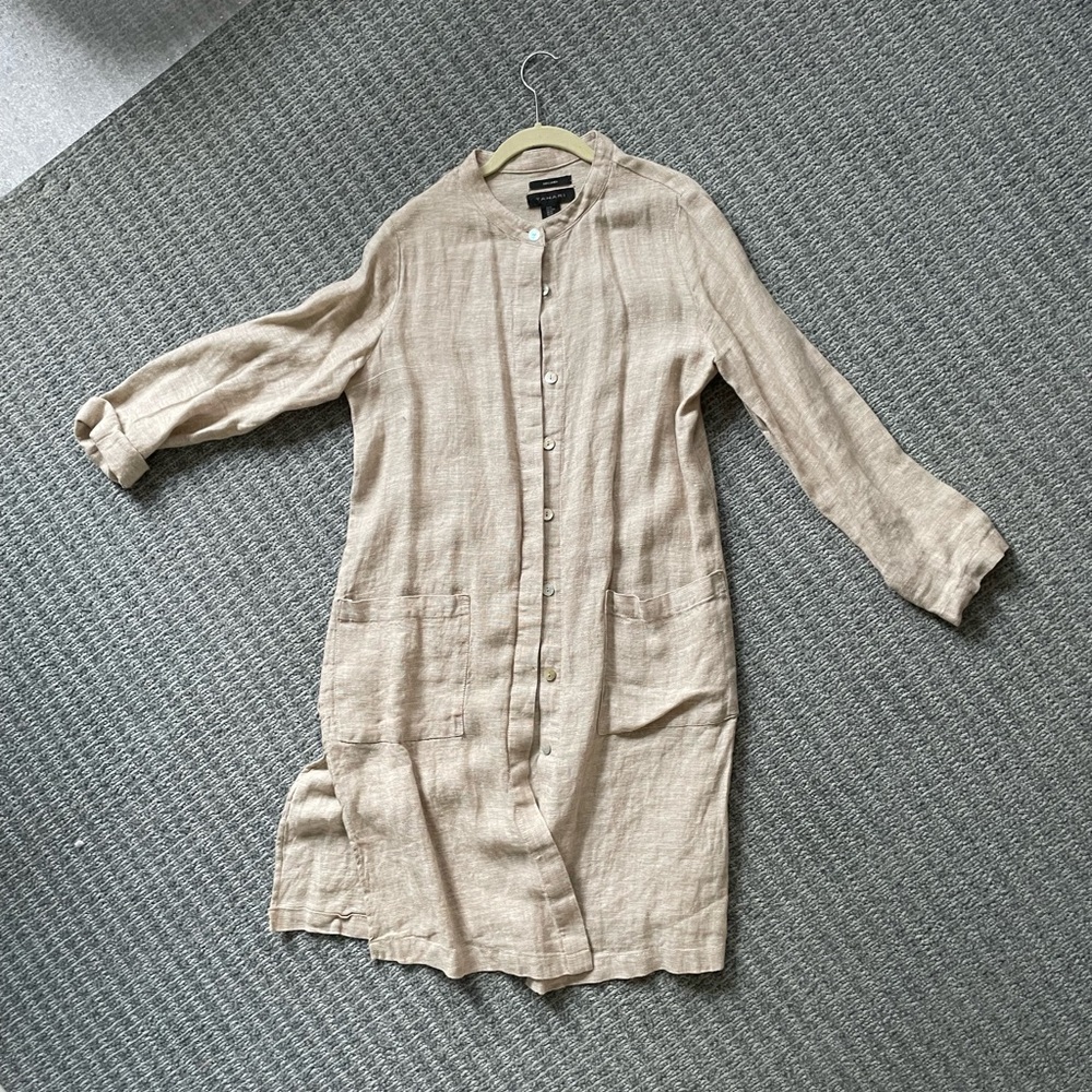 Tahari linen thin shirt cardigan, sz M